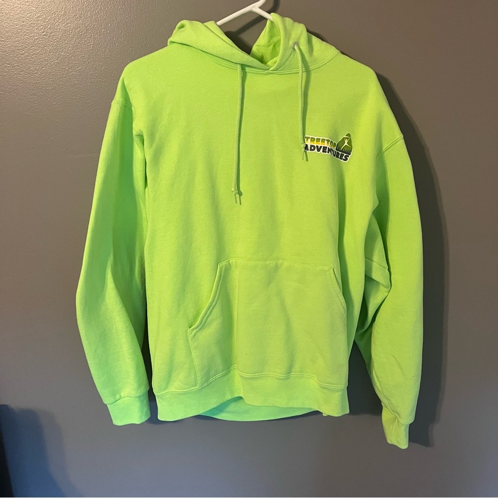 Treetop adventure Neon green hooded sweatshirt